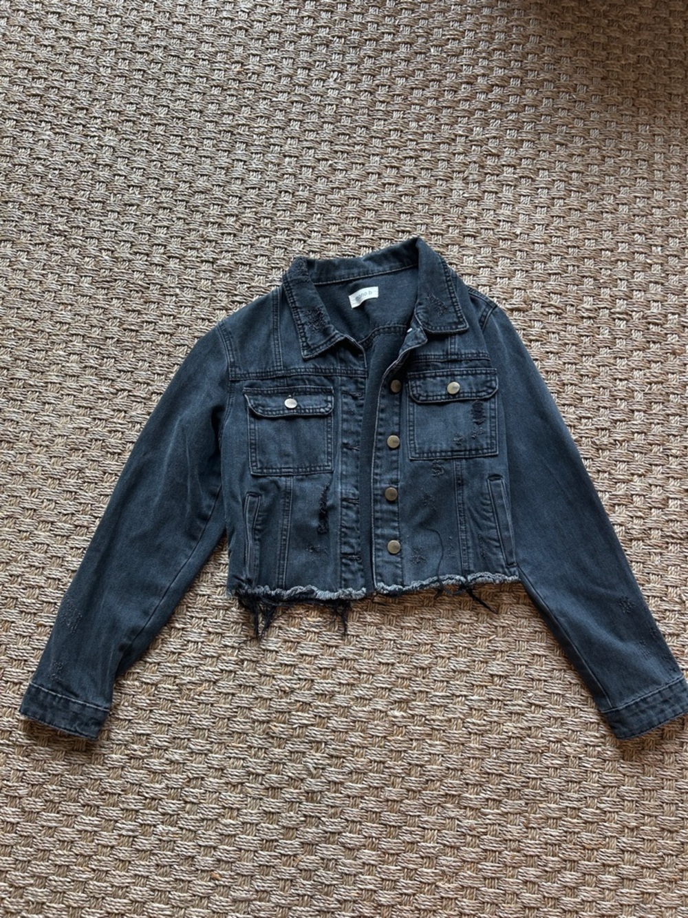 Mono B Black Cropped Denim Jacket